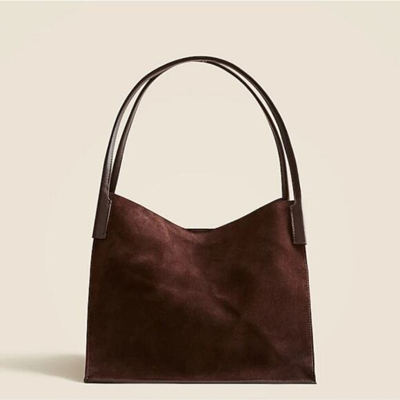 J. Crew Unstructured Large Berkeley Suede Tote Bag Cocoa Brown NWT - Picture 4 of 16